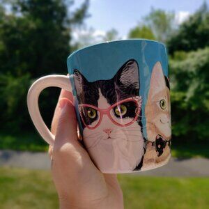 Pier 1 Large 16-ounce Party Cats Mug - Retired Style